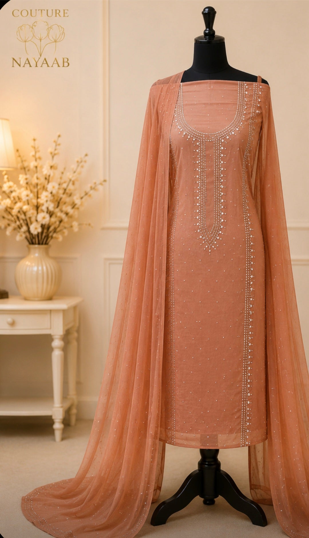 Mukaish chiffon suit