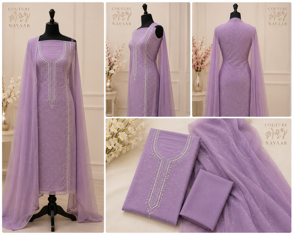 Mukaish chiffon suit