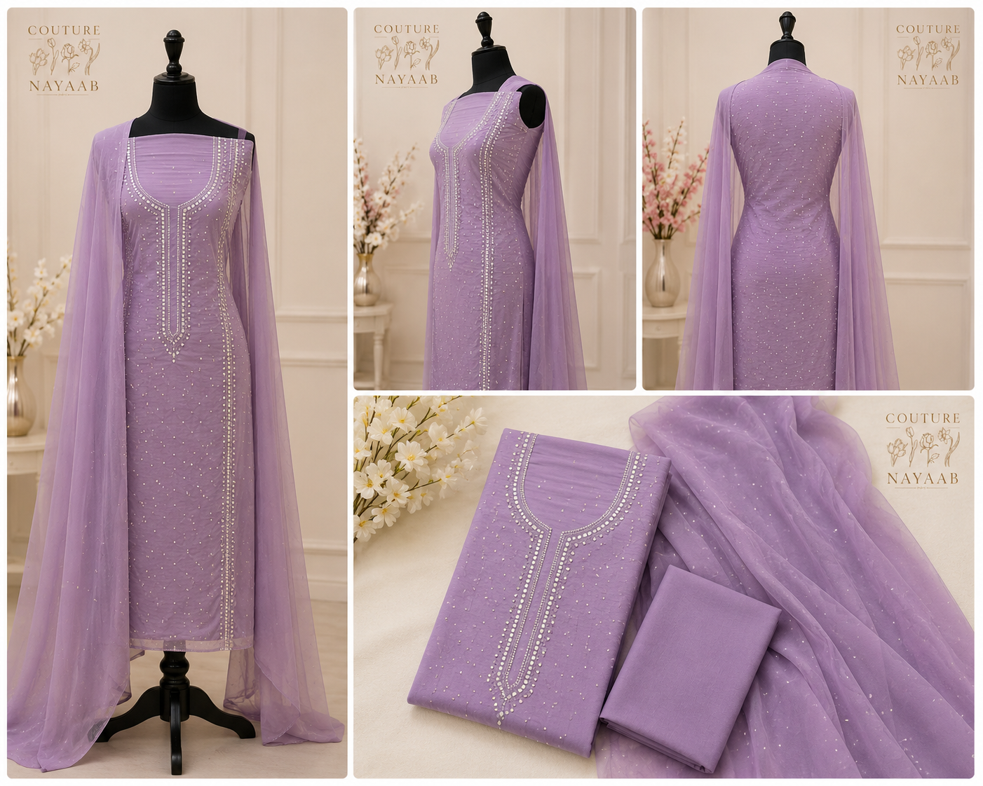Mukaish chiffon suit