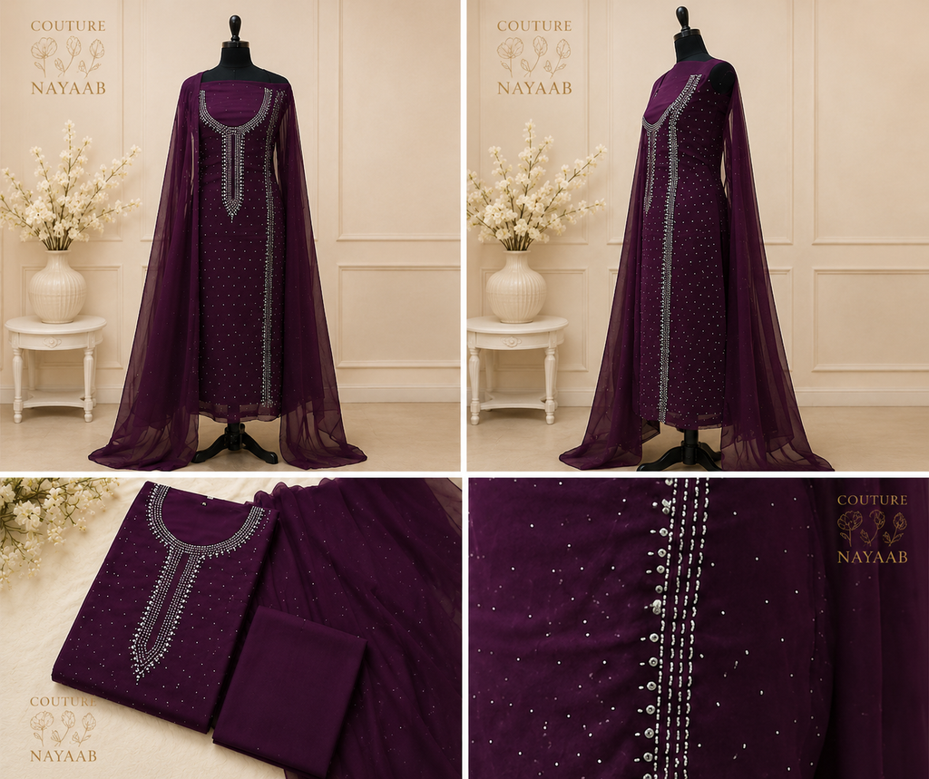 Mukaish chiffon suit